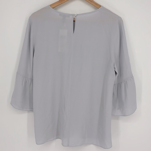 Eileen Fisher India Sky Blue Silk Georgette Crepe Ruffle Sleeve Top New w/ tags! - Picture 9 of 10